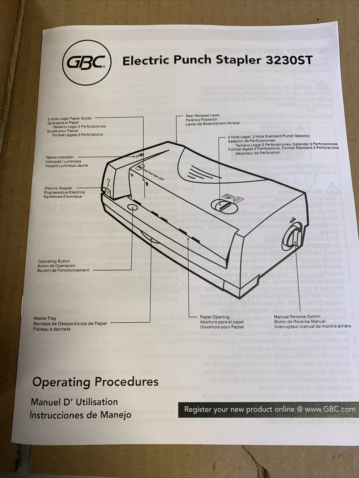 GBC 3230ST Electric Punch Stapler Kit - 3 Punch Head 24 Sheet Dark Gray
