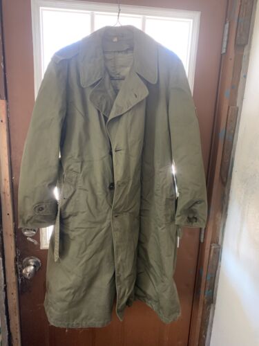 Vintage US Army Military Trench Wool Removable Liner Overcoat Mens - Afbeelding 1 van 21