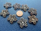 8 pcs Vintage New Old Stock Dark Brass Filigree Stamping Lot Jewelry Findings