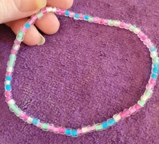 Anklet Cotton Candy Dream Glass Bead Beaded - Very Unique 10 1/2"
