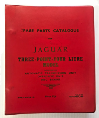 Jaguar 3.4L Sedan Mk1  1958 Original Factory Part Book J25 Very Good Used