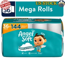 Mega Rolls Toilet Paper 36 Pack 2 Ply Softness Strong Flushable Septic Safe New
