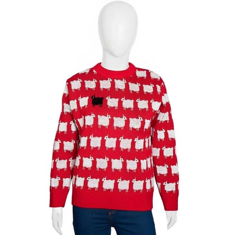 Women's Princess Diana Black Sheep Red Sweater