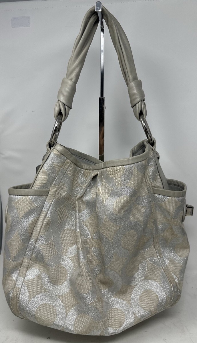 Coach Purse Parker Limited Edition Op-art #13508 Silver Signature