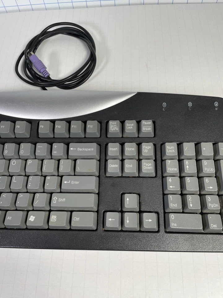 Vintage Gateway Computer Keyboard SK-9921 - Wired - Dark Grey And Silver -Works - Image 4 of 4