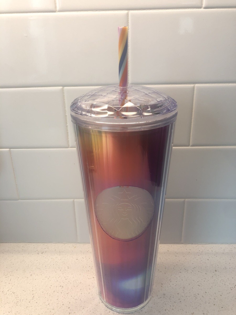 Starbucks Tumbler Cold Cup Rainbow Kaleidoscope Venti 24 Oz w 