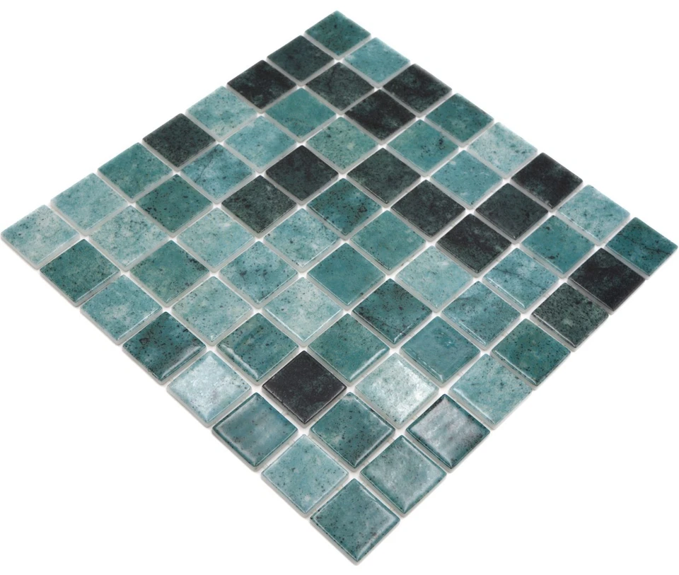 Schwimmbadmosaik Poolmosaik Pâte de Verre Vert Foncé Irisé Mur 220-p56388_B - Photo 4/4