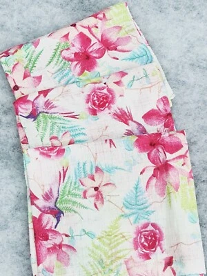 LOLALAND 3 pack muslin squares large 70x80cm baby nappies bibs flowers pink magnolias