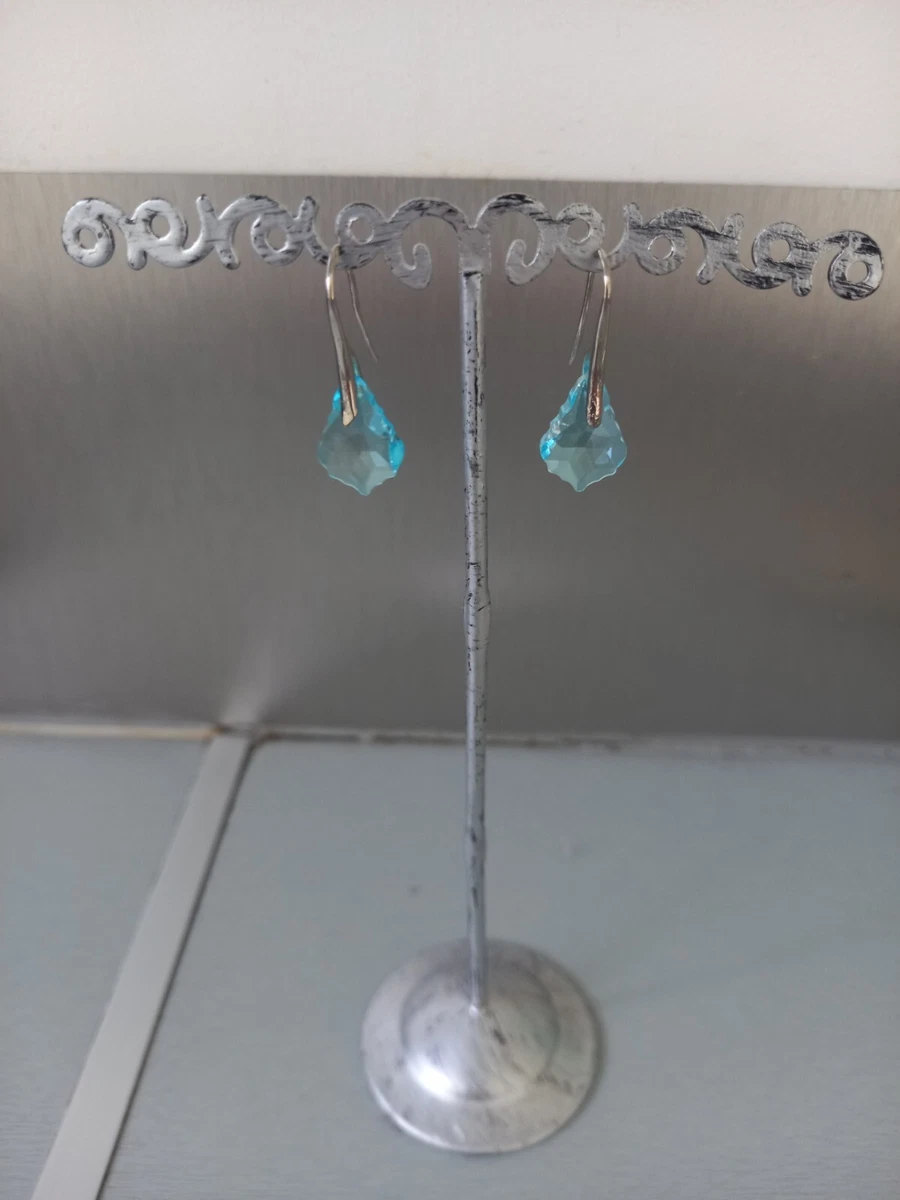 Boucles D'oreilles Clips Vintage - Métal Argenté Et Pierre Turquoise - Très Bon état