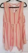 Torrid Challis Babydoll Hanky Hem Top Multi Stripe Pink Sz 00 Large