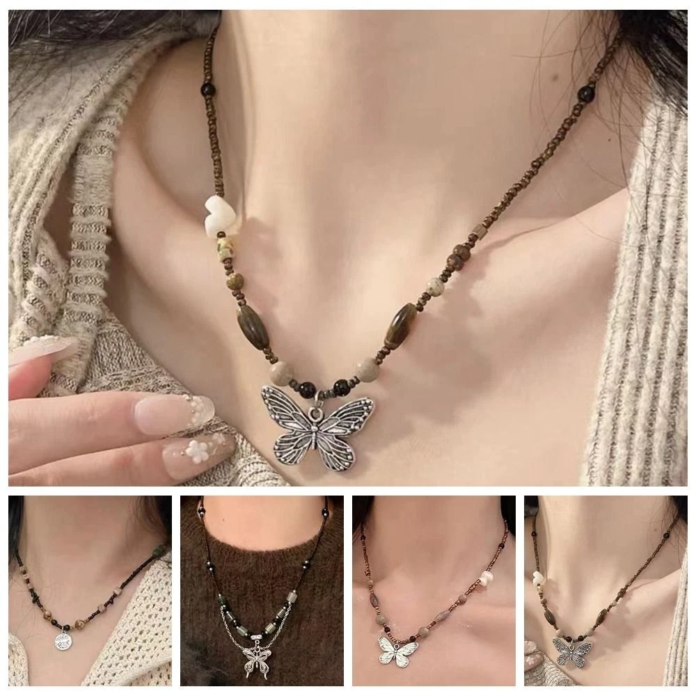 Black sale butterfly necklace