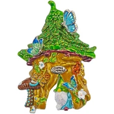 Kirks Folly Gnome Home Enchanted Forest Pin Pendant ST Butterflies & Mushroom