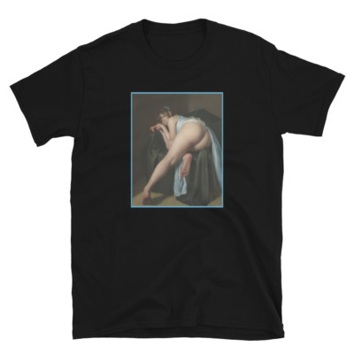 Lazy Day Woman in Blue Dress Getting Into Bed T-shirt - Kink Casual Relaxed Tee
