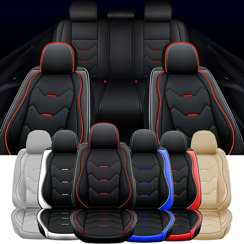 For Dodge Car Seat Cover Full Set Faux Leather Front Rear Cushion Pad Waterproof Foto 4 de 4