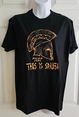 NWOT Unisex Authentic From Greece Black Gold T-Shirt This is Sparta Helmet Small