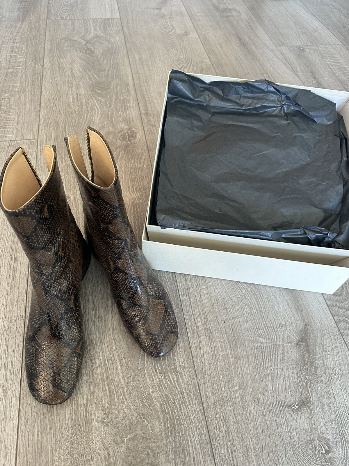 EUC Dear Frances Form Boots, Python Brown, Size 3… - image 2