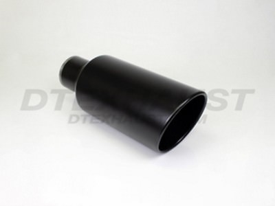 Q9-507018RBK ROLLED BLACK POWDER COATED EXHAUST TIP 5'' INLET 7'' OUTLET 18'' LONG