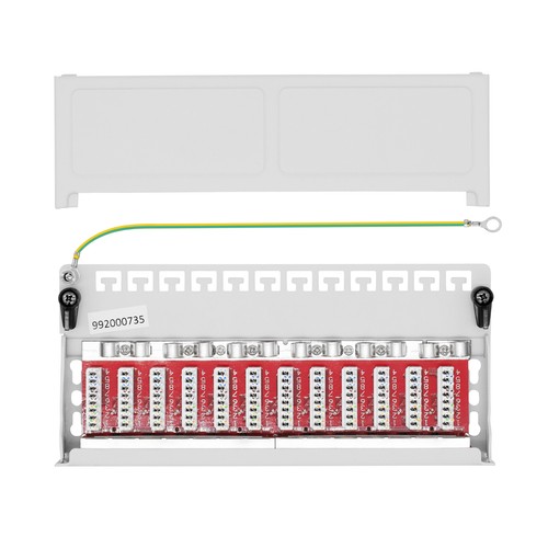 Patchpanel Cat.6A 12-Port 0,5HE RJ45 geschirmt Desktop Aufputz grau ProfiPatch - Photo 8/12