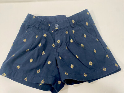 Tea Collection girls pleated dress shorts navy  print with pockets size 5