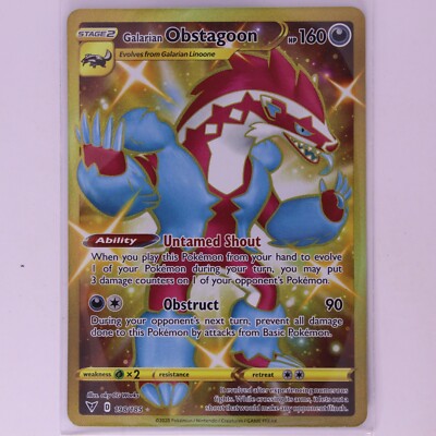 Pokemon TCG Galarian Obstagoon Vivid Voltage 198/185 Holo Secret Rare