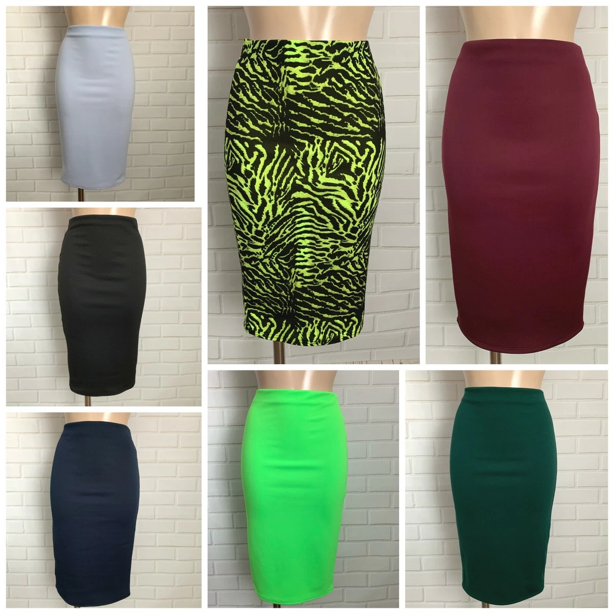SMART CASUAL PENCIL TUBE WIGGLE STRETCH KNEE LENGTH SKIRT SIZE 8 20