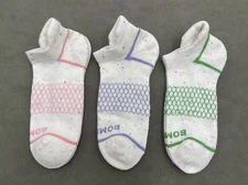3 Pairs BOMBAS Women's 3 color edge pit stripes Ankle Socks Size Medium 8-10.5