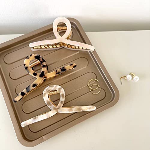3 Acetate & Metal Butterfly Claw Hair Clips for Long Thick Hair Amazon.com: Big Hair Claw Clips Checker Claw Butterfly  main image 4