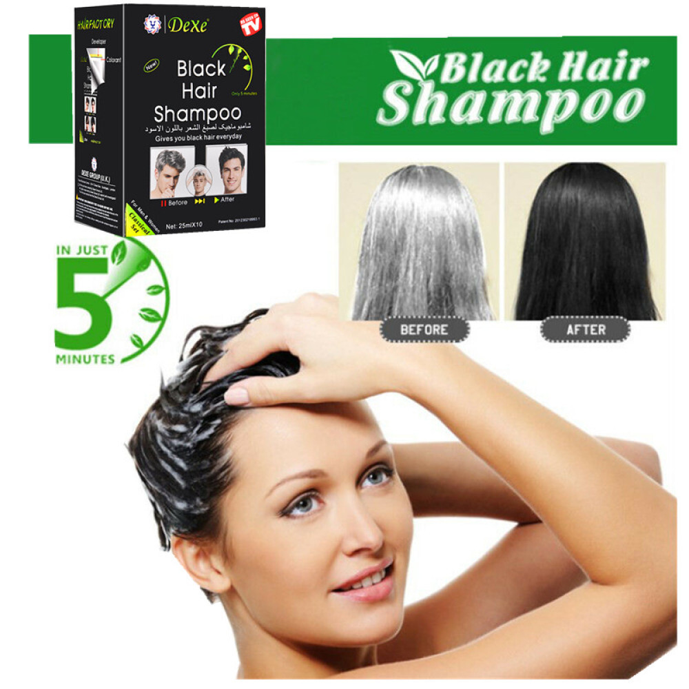 Dexe Schwarzhaar-Shampoo – Färbt In 5 Minuten, Für Männer & Frauen, 10er-Pack