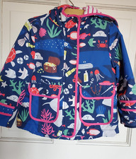 Mini Boden Anorak Coat Under the Sea Hooded Lined 2 3Y 10049B