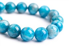 8-9MM Genuine Natural Deep Sky Blue Apatite Beads Grade AA Round Loose Bead 7.5"