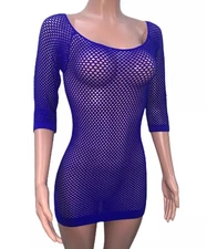 Sexy Blue Fishnet Net Raver Clubwear Party Tunic Top Mini Dress New One Size