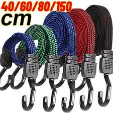 Flat Bungee Cords Elastic Luggage Strap Rope with Hooks Car Bike Various length