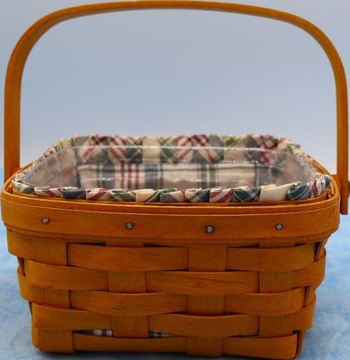 2001 Longaberger Square Basket Set Liner Protector Small Storage Basket USA