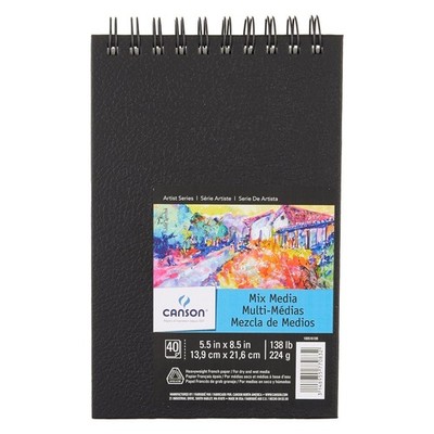 Canson Artist Series Mixed Media Paper, Wirebound Pad, 5.5x8.5 5.5''X8.5'', 0