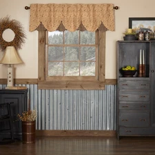 Primitive 18"x60" Valance Tan Rod Pocket / Kitchen Window Curtains VHC Brands