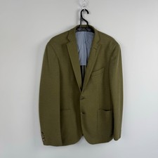 Hackett London Mens Piquet Single Breasted Blazer Sport Coat Olive Green Size 52