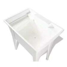 32 In. X 22 In. White Freestanding Utility/Laundry Sink