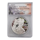 2018 S Proof American Silver Eagle Dollar Us Coin Anacs Pr70 Dcam Flag Slab