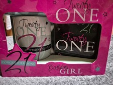 Birthday girl 21st bday mug and coaster
