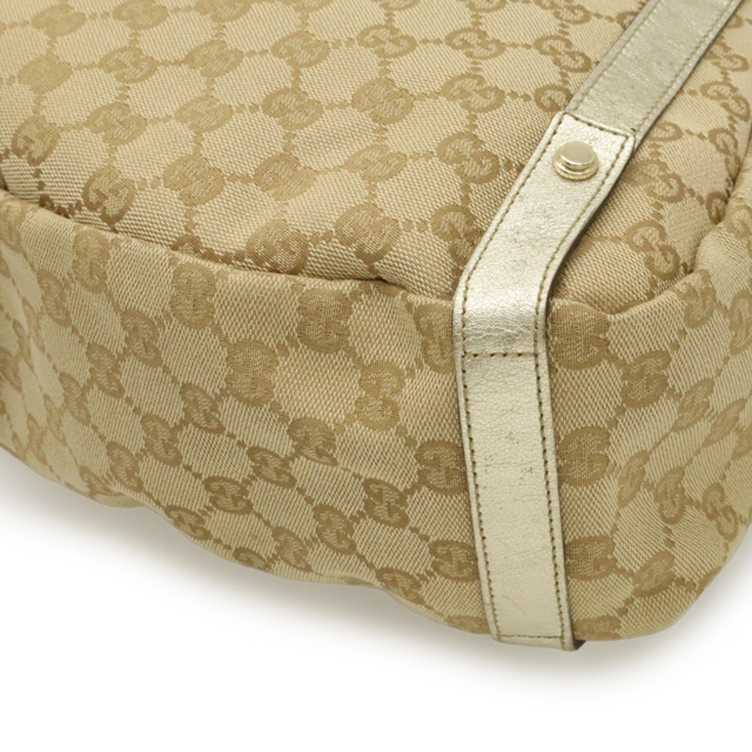 Gucci Abbey GG Canvas Tote Bag Beige Leather Shoulder Used thumbnail 3