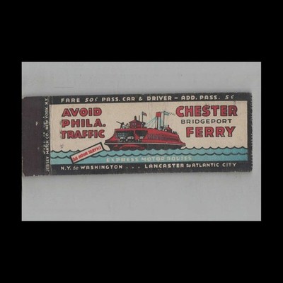 Full Length Matchbook Cover Chester Bridgeport Ferry #4