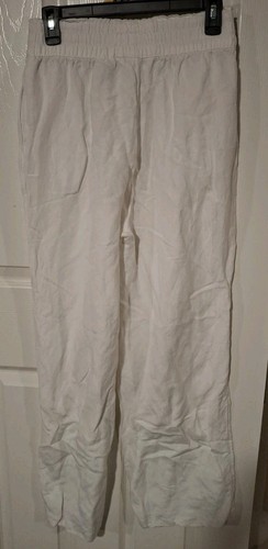 Pantalone donna H&M morbido lino bianco taglia piccola gamba larga dritta - Foto 2 di 4