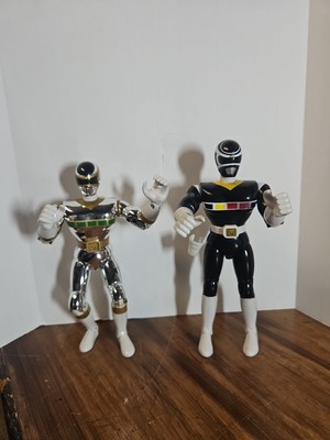 Lot Of 2 Vintage 1998 Power Rangers Space 8'' Figures (Silver & Black)