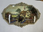 Vintage Convex Bubble Glass Framed God Bless Our Home Diorama with Dried Flowers — photo 7