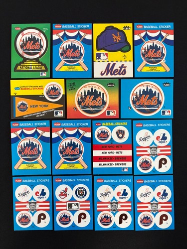 15 Vintage New York Mets Fleer Baseball Sticker Cards 80's