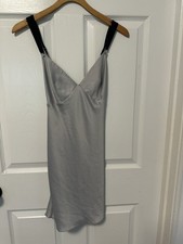 Victoria's Secret Satin Full Slip Dress Small Gray Black Adjustable Straps Women