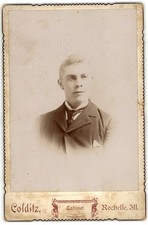 Cabinet Card Circa 1890s Colditz Handsome Man In Suit Rochelle IL