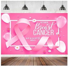 Breast Cancer Awareness Banner Backdrop Decorations Pink Ribbon Shapes Party ...