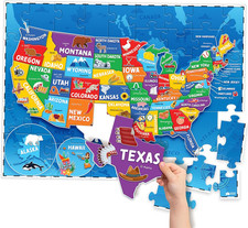 USA Map Puzzle for Kids 70-Piece with 50 States and Capitals Floor Jigsaw