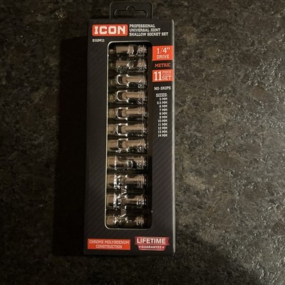 ICON 1/4 in. Drive Metric Professional Universal Joint Shallow Socket Set